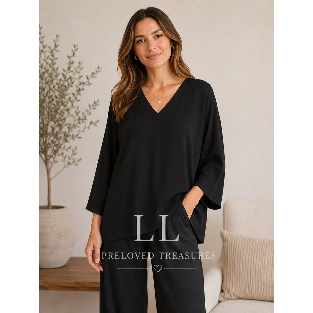 The Row Black V-Neck Oversized Blouse Top Women's‎ Size S Made In USA